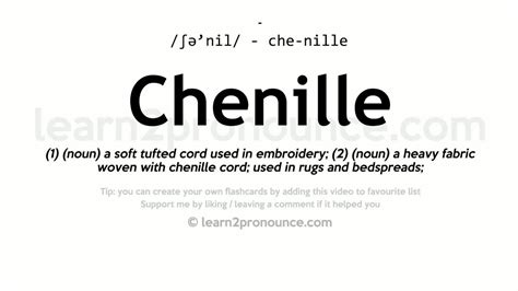 chenille pronunciation|chenille in english.